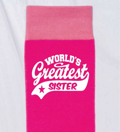 Greatest Sister Ladies Pink Socks Funny Novelty Birthday Mothers Day Gift