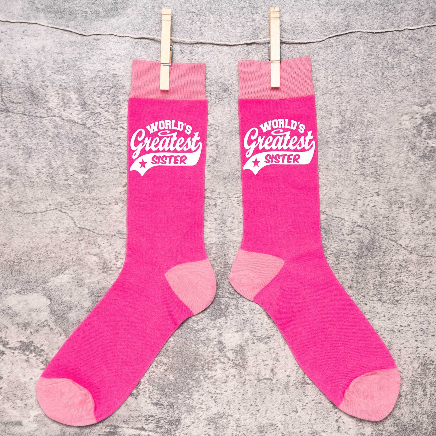 Greatest Sister Ladies Pink Socks Funny Novelty Birthday Mothers Day Gift