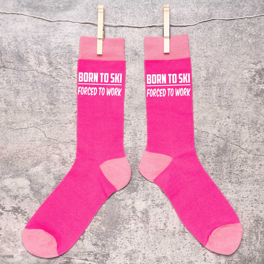 Born To Ski Ladies Pink Socks Novelty Birthday Skiing Fathers Day Gift