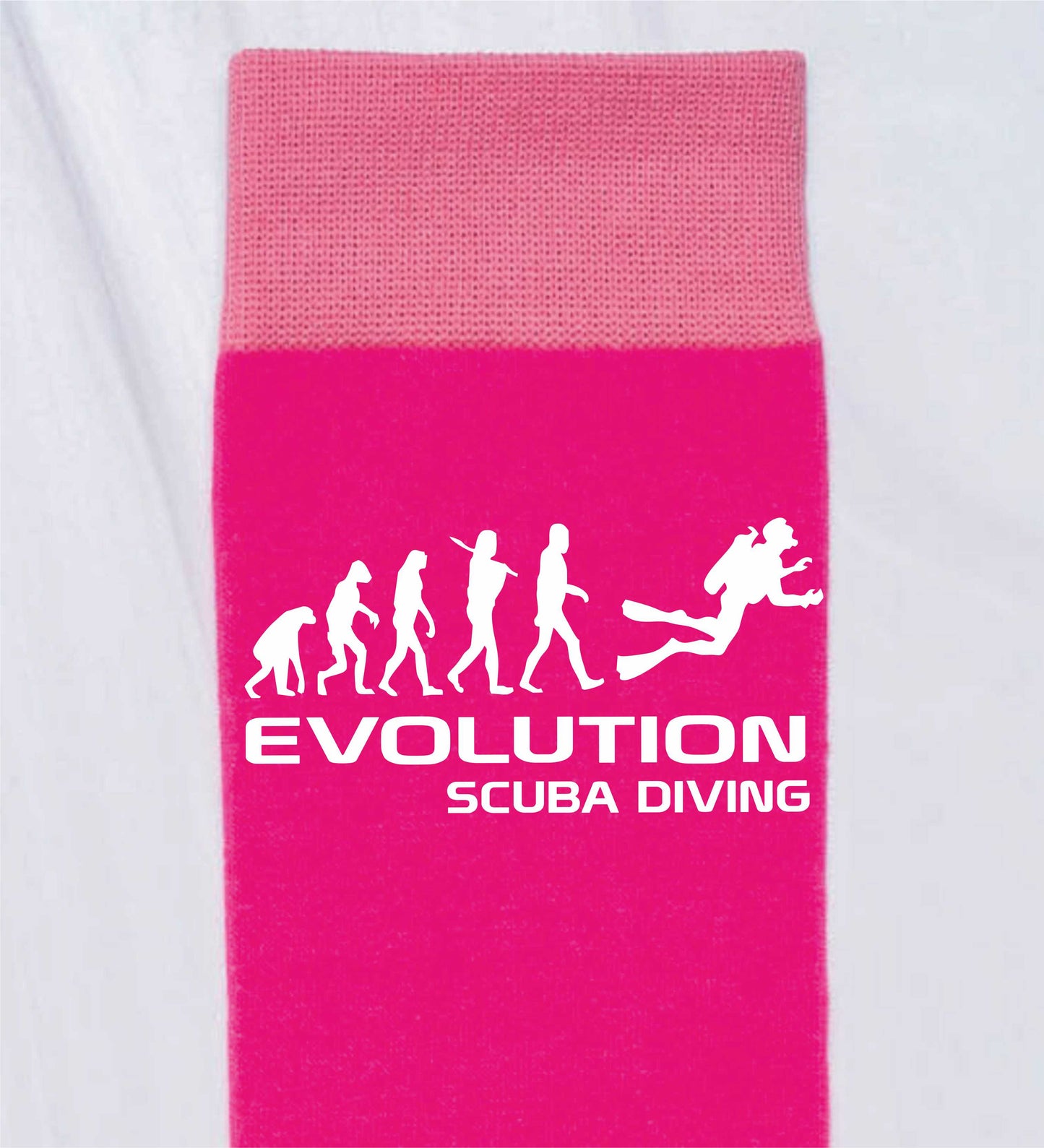 Evolution Of Scuba Diving Ladies Novelty Socks Pink WaterSports Gift for Ladies