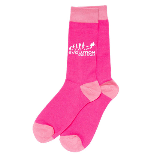 Evolution Of Scuba Diving Ladies Novelty Socks Pink WaterSports Gift for Ladies