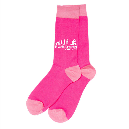 Evolution Of Cricket Ladies Novelty Socks Pink Funny Cricketers Gift for Ladies