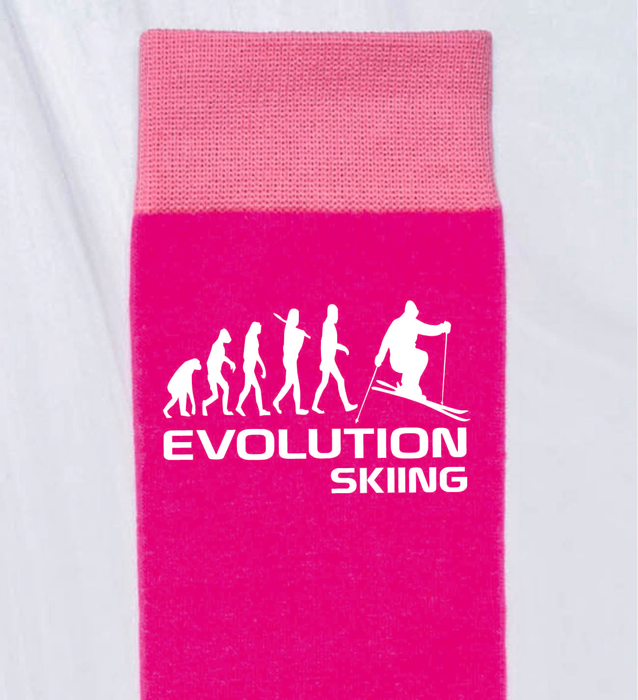 Evolution Of A Skier Ladies Pink Socks Novelty Birthday Fathers Day Gift