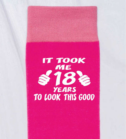 Took 18 Years to Look This Good Ladies Pink Socks Novelty 18th Birthday Gift