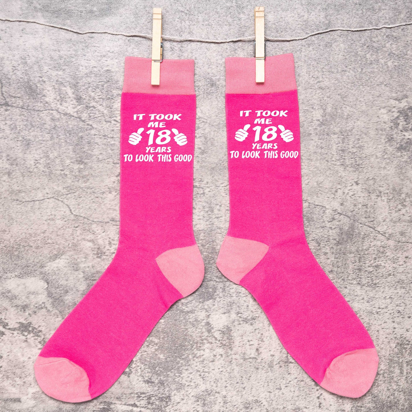 Took 18 Years to Look This Good Ladies Pink Socks Novelty 18th Birthday Gift