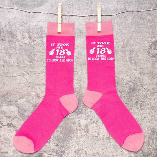 Took 18 Years to Look This Good Ladies Pink Socks Novelty 18th Birthday Gift