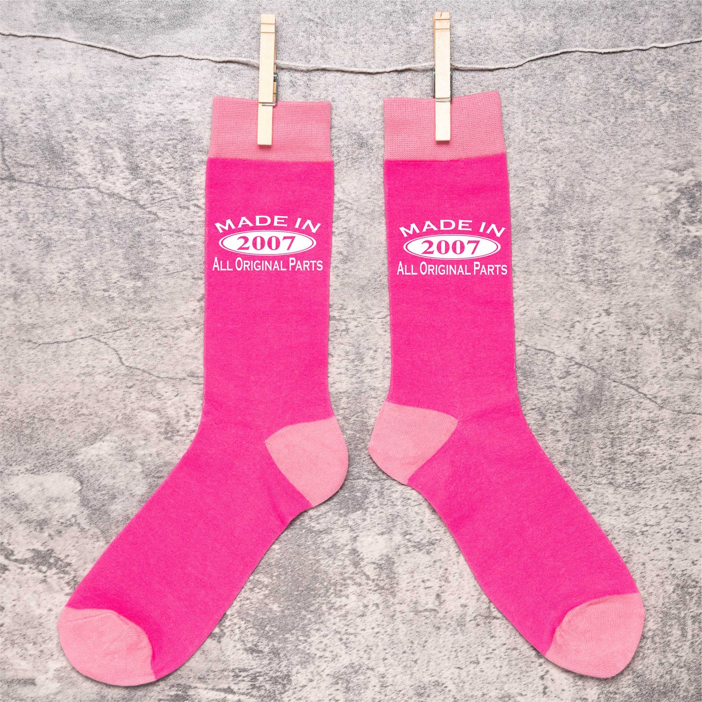 Made in 2007 Ladies Socks Pink Ideal for 18th Birthday Gift or Anniversary Gift