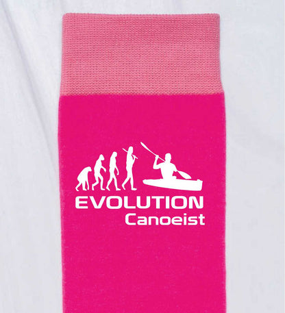 Evolution Of Canoeist Funny Ladies Pink Novelty Socks Birthday Gift