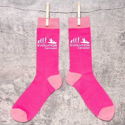 Evolution Of Canoeist Funny Ladies Pink Novelty Socks Birthday Gift