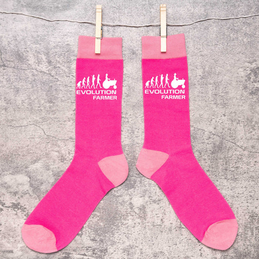 Evolution Of A Farmer Ladies Pink Funny Socks Novelty Birthday Gift