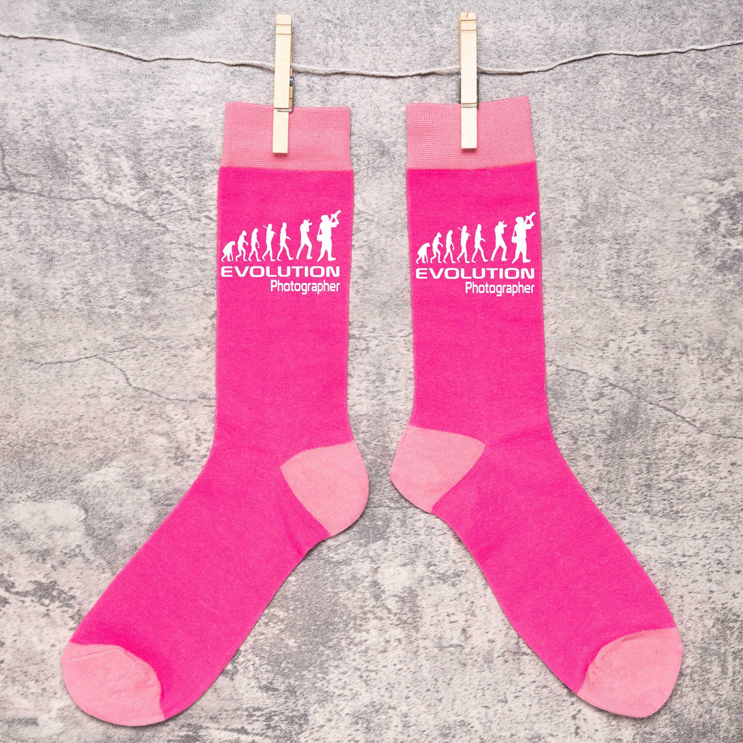 Evolution Of A Photographer Funny Ladies Pink Novelty Socks Birthday Gift