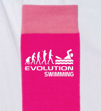 Evolution Of Swimming Funny Ladies Pink Novelty Socks Birthday Gift