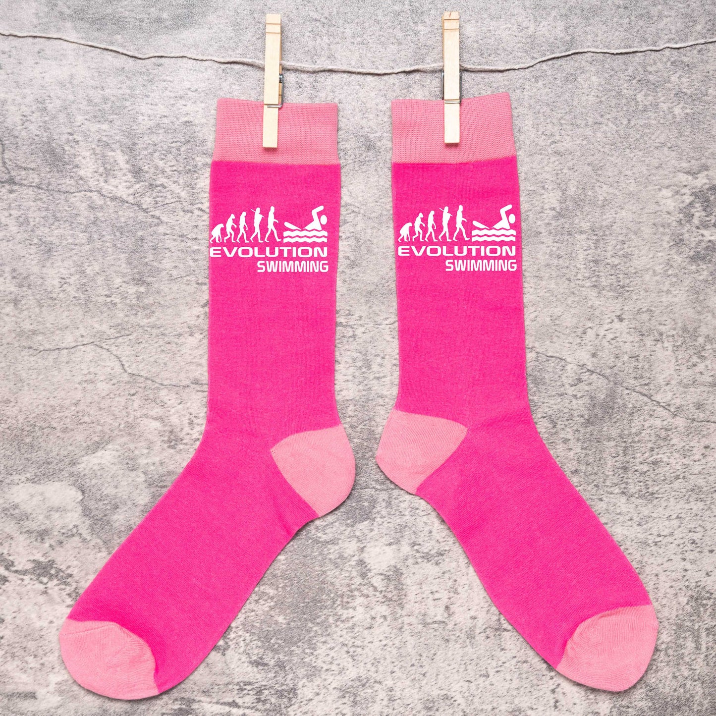 Evolution Of Swimming Funny Ladies Pink Novelty Socks Birthday Gift