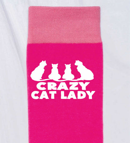 Crazy Cat Lady Funny Ladies Pink Novelty Socks Birthday Cat lovers Gift