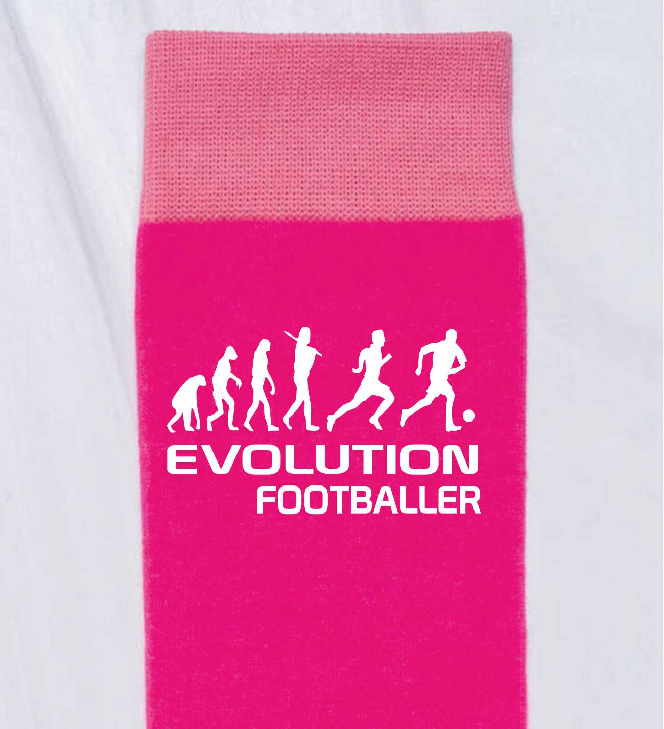 Evolution Of Footballer Funny Ladies Pink Novelty Socks Footballing Gift