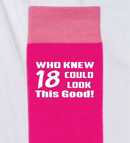 Who Knew 18 Ladies Pink Funny Socks Novelty 18th Birthday Gift