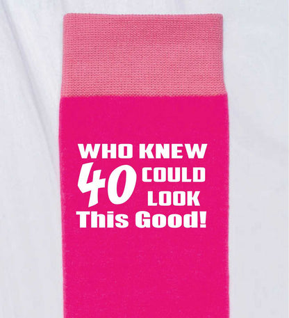 Who Knew 40 Ladies Pink Funny Socks Novelty 40th Birthday Gift