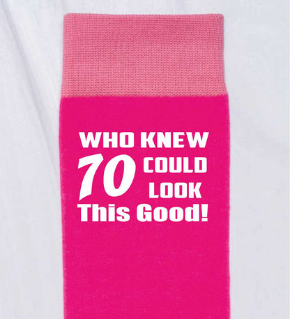 Who Knew 70 Ladies Pink Funny Socks Novelty 70th Birthday Gift