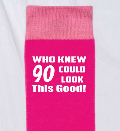 Who Knew 90 Ladies Pink Funny Socks Novelty 90th Birthday Gift