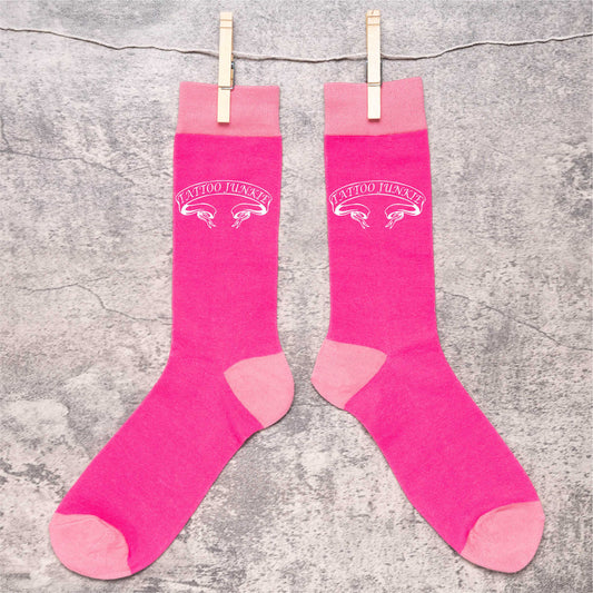 Tattoo Junkie Funny Ladies Pink Novelty Socks Tattoo Lovers Gift