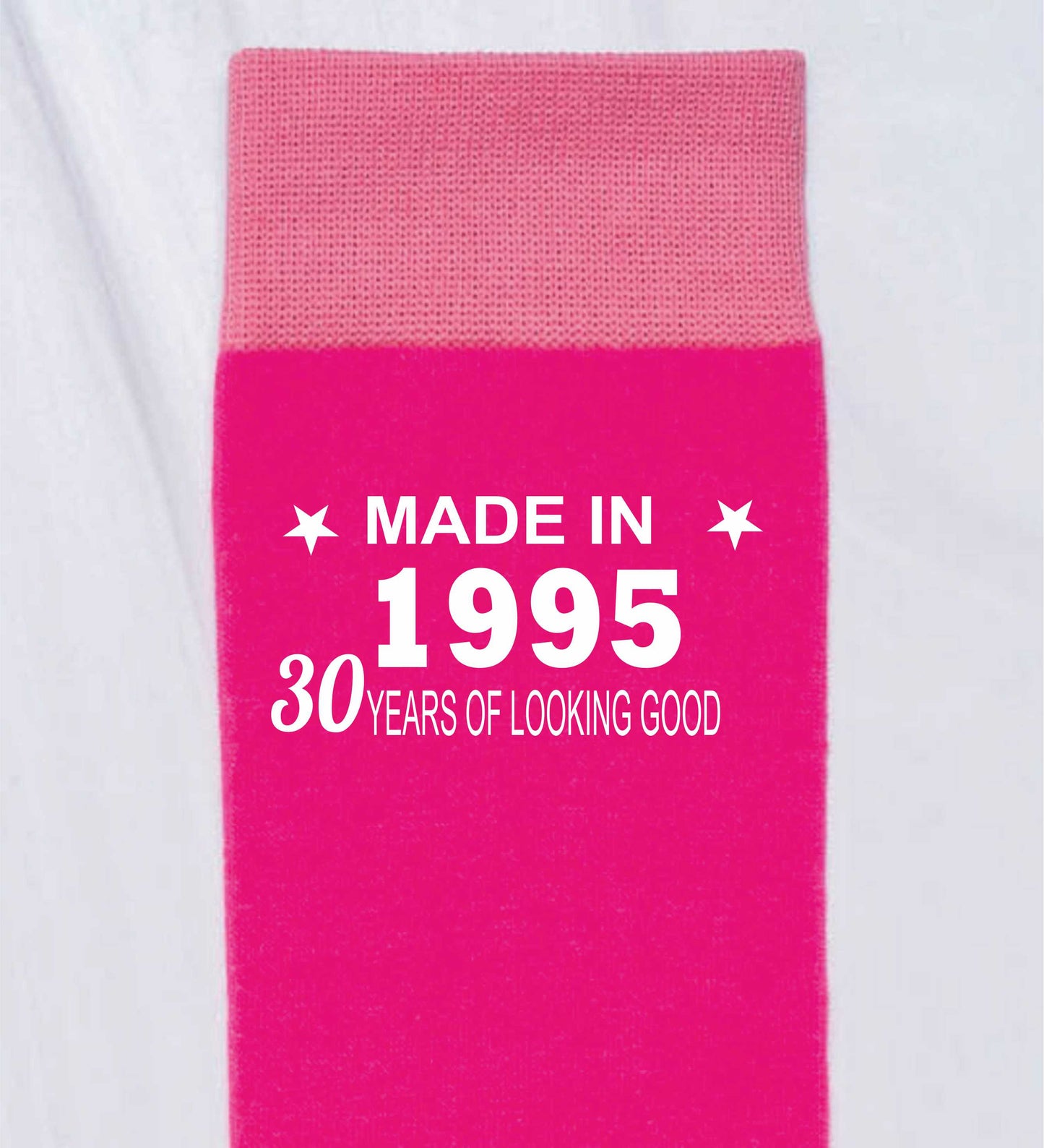 30th Birthday Born in 1995 Ladies Novelty Socks Pink Ideal for 30 Year Old Gift