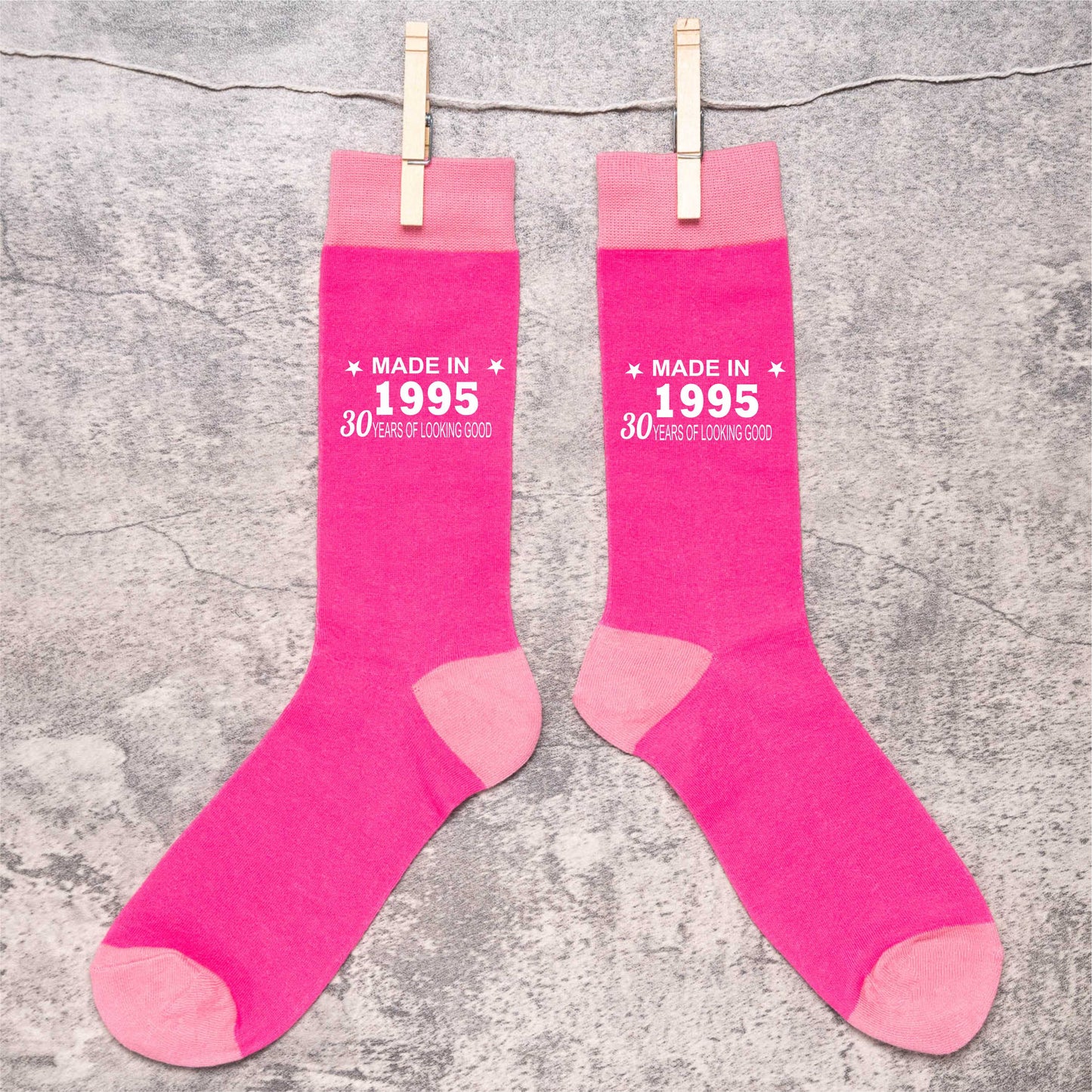 30th Birthday Born in 1995 Ladies Novelty Socks Pink Ideal for 30 Year Old Gift