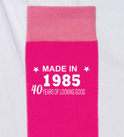 40th Birthday Born in 1985 Ladies Novelty Socks Pink Ideal for 40 Year Old Gift