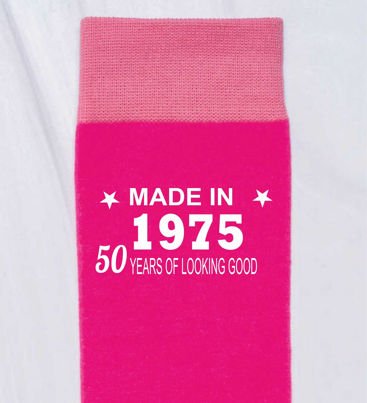 50th Birthday Born in 1975 Ladies Novelty Socks Pink Ideal for 50 Year Old Gift