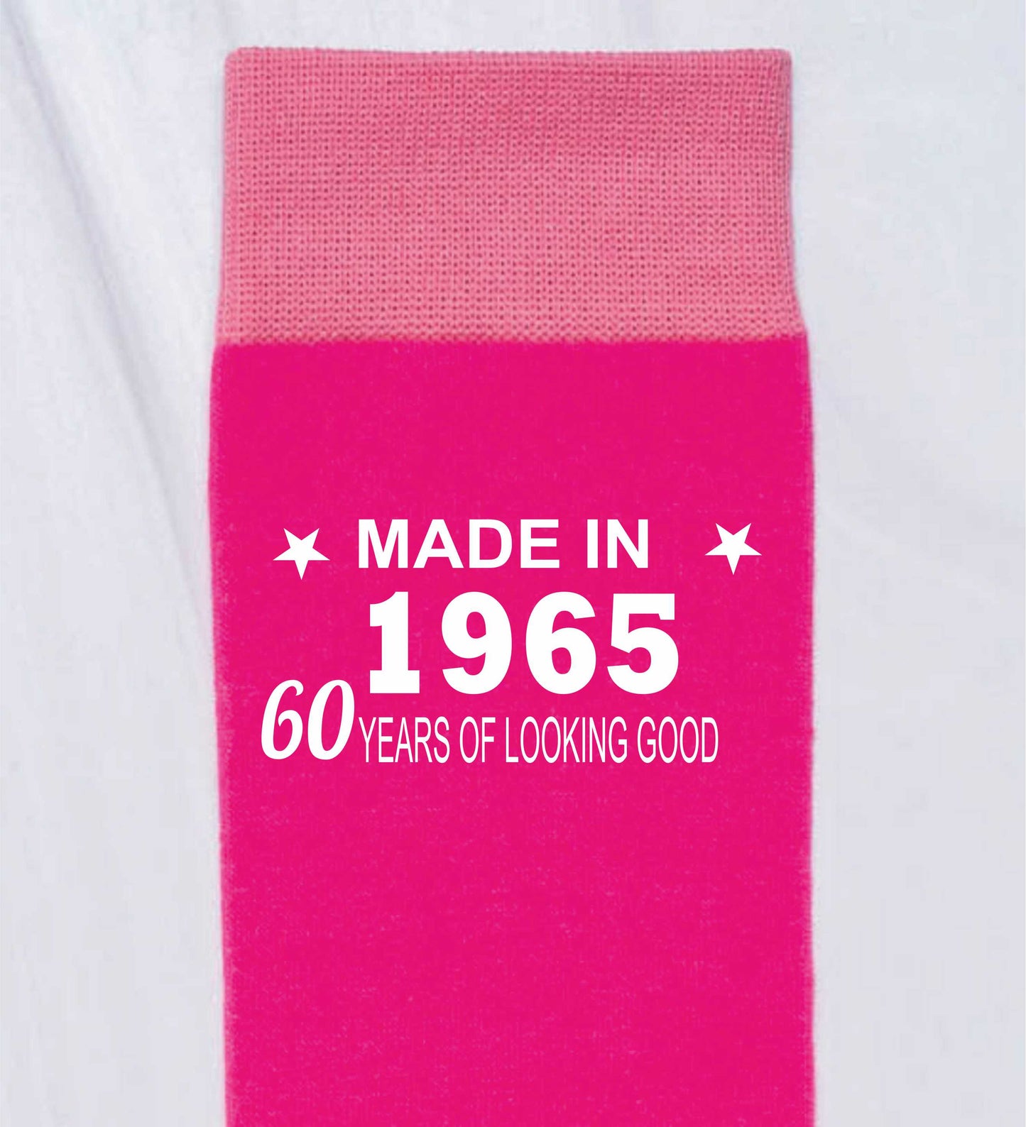 60th Birthday Born in 1965 Ladies Novelty Socks Pink Ideal for 60 Year Old Gift