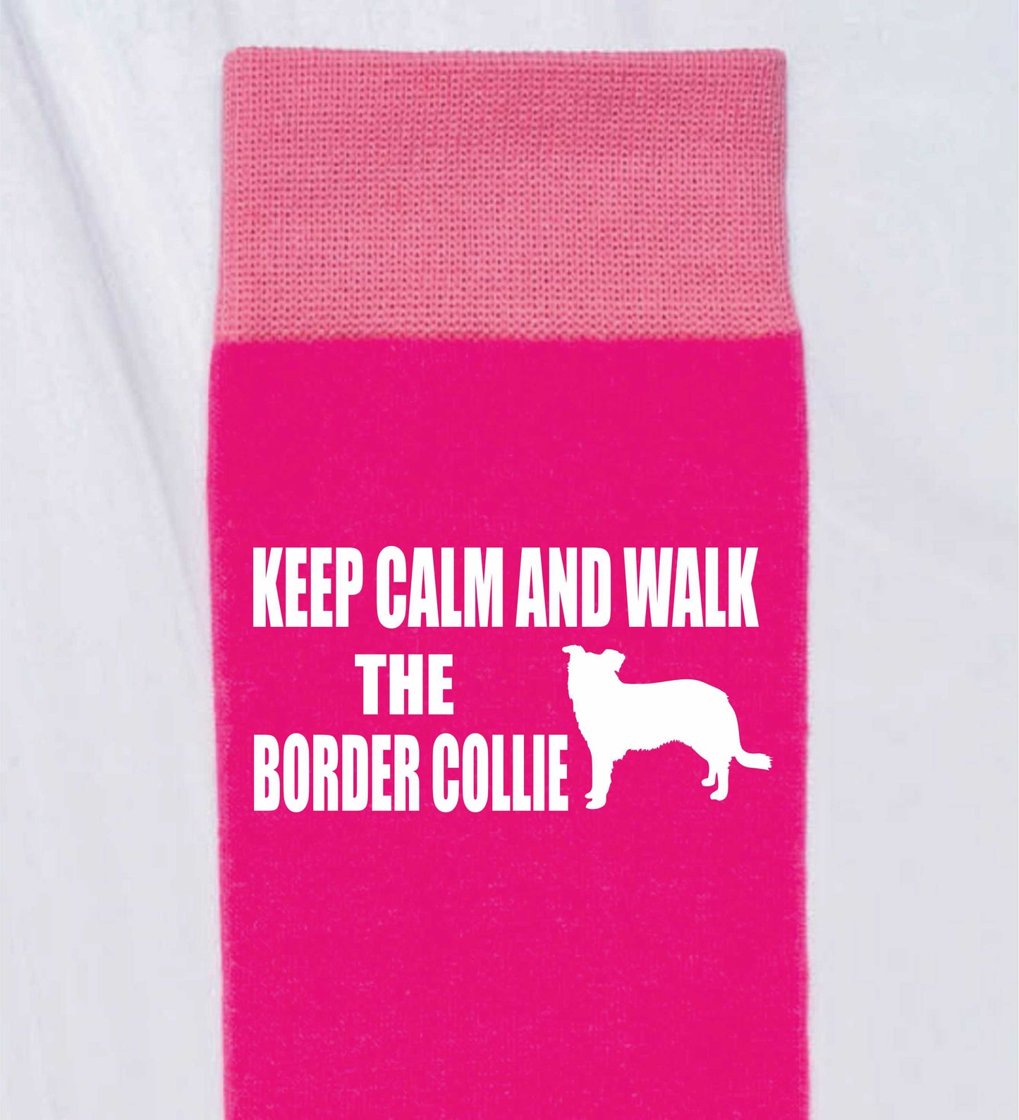 Keep Calm & Walk Border Collie Ladies Novelty Socks Pink Dog Lovers Gift