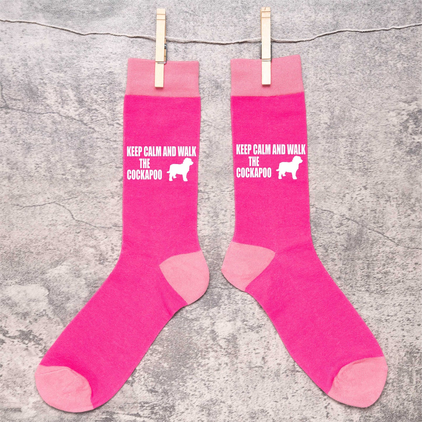 Keep Calm & Walk The Cockapoo Ladies Novelty Socks Pink Dog Lovers Gift