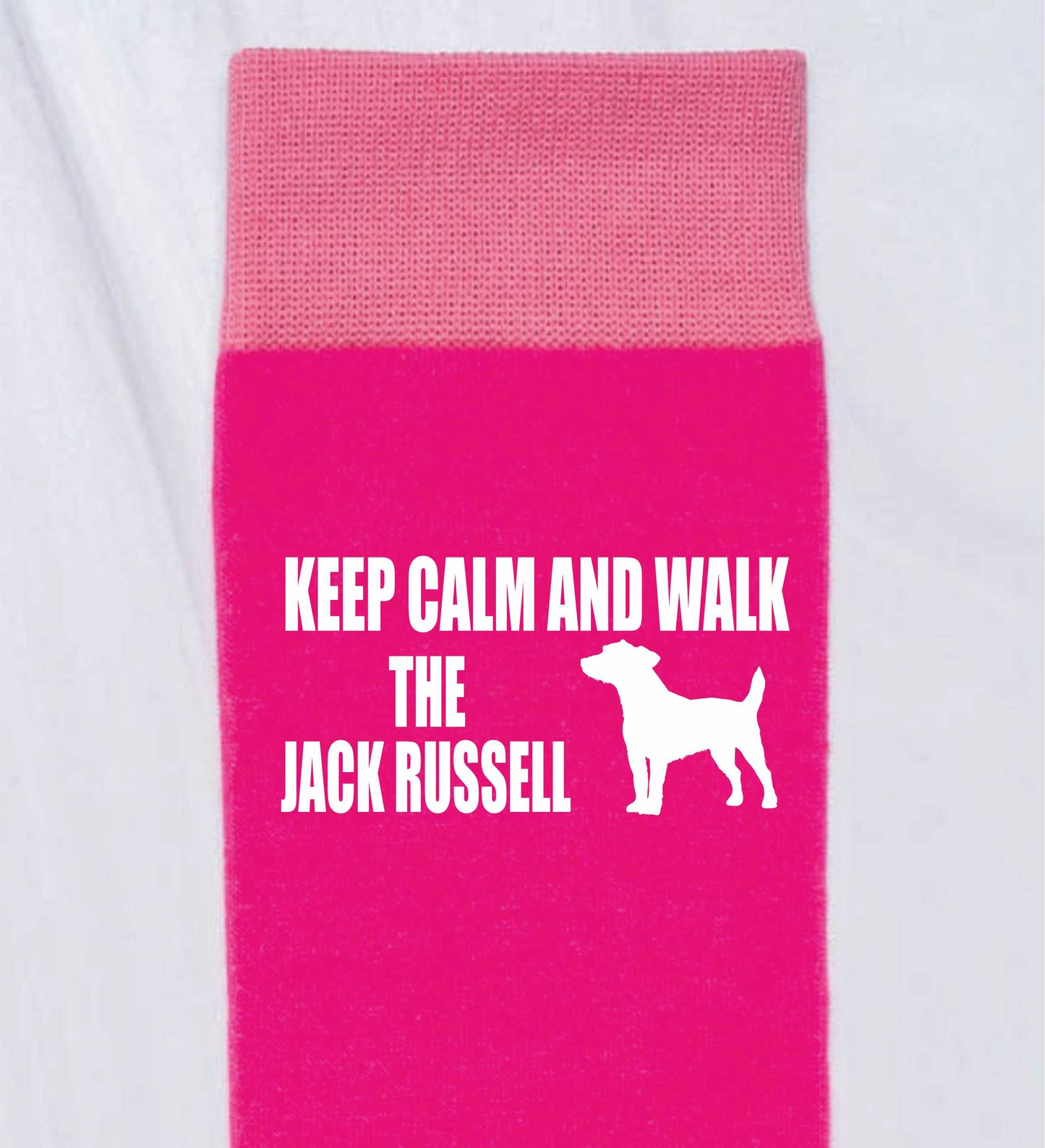 Keep Calm & Walk Jack Russell Ladies Novelty Socks Pink Dog Lovers Gift