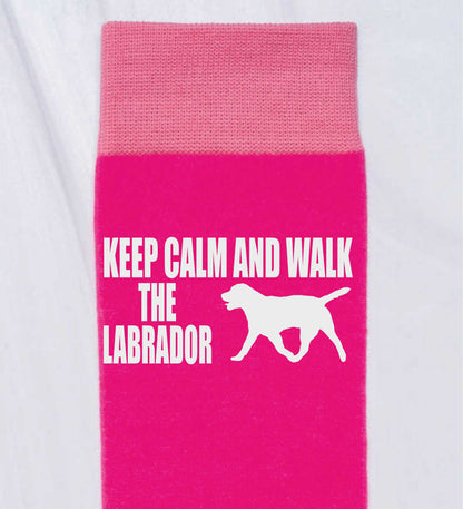 Keep Calm & Walk The Labrador Ladies Novelty Socks Pink Dog Lovers Gift