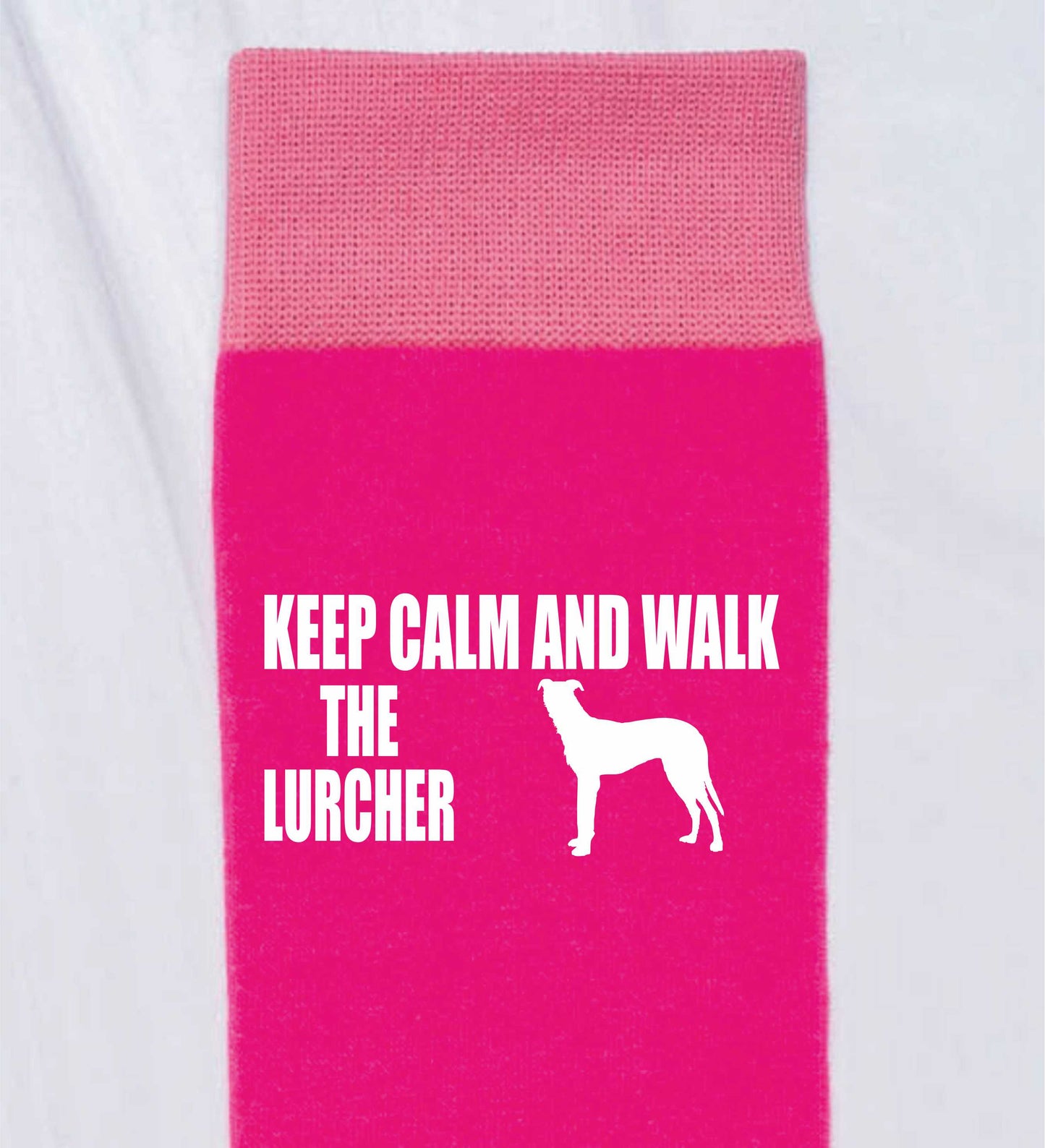 Keep Calm & Walk The Lurcher Ladies Novelty Socks Pink Dog Lovers Gift