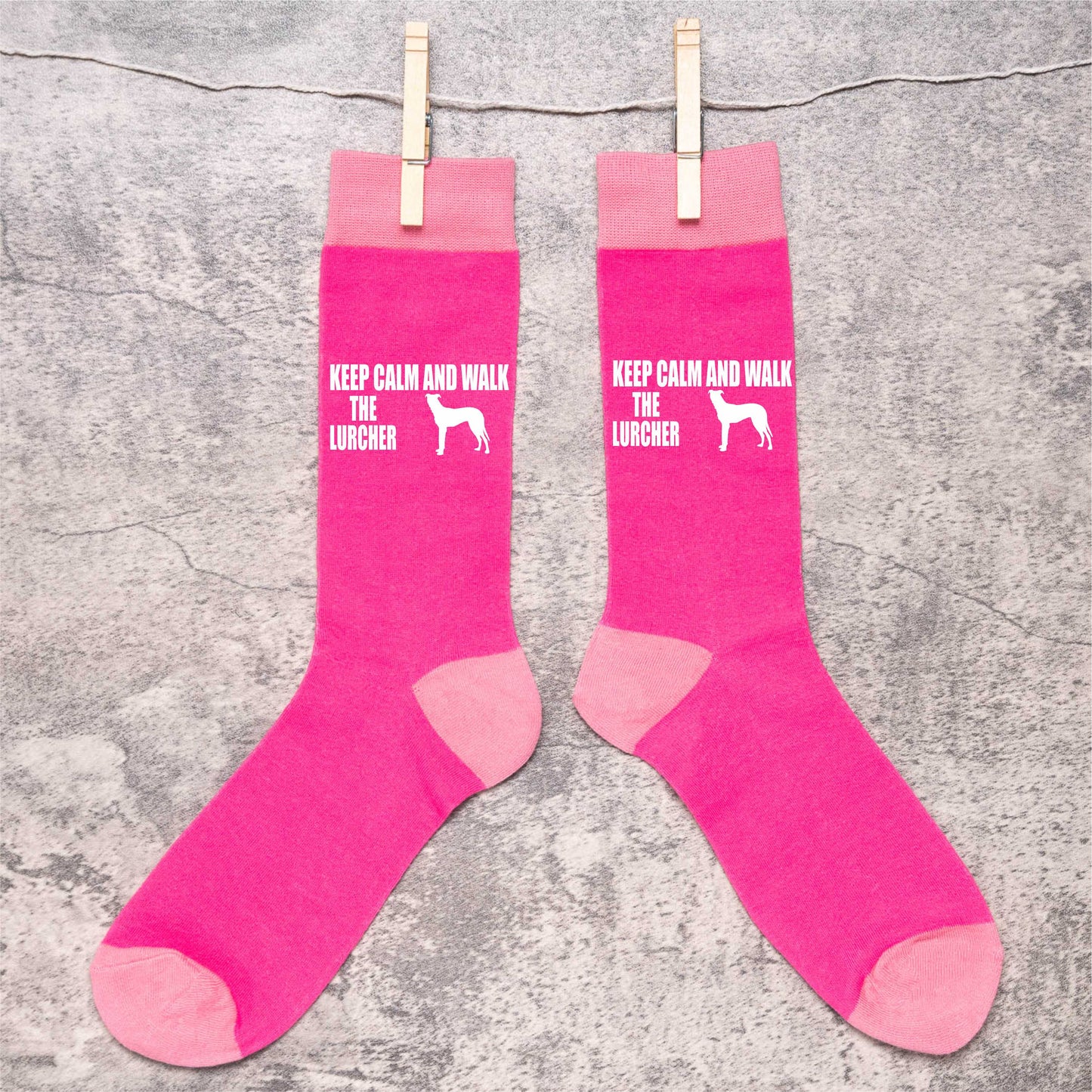 Keep Calm & Walk The Lurcher Ladies Novelty Socks Pink Dog Lovers Gift