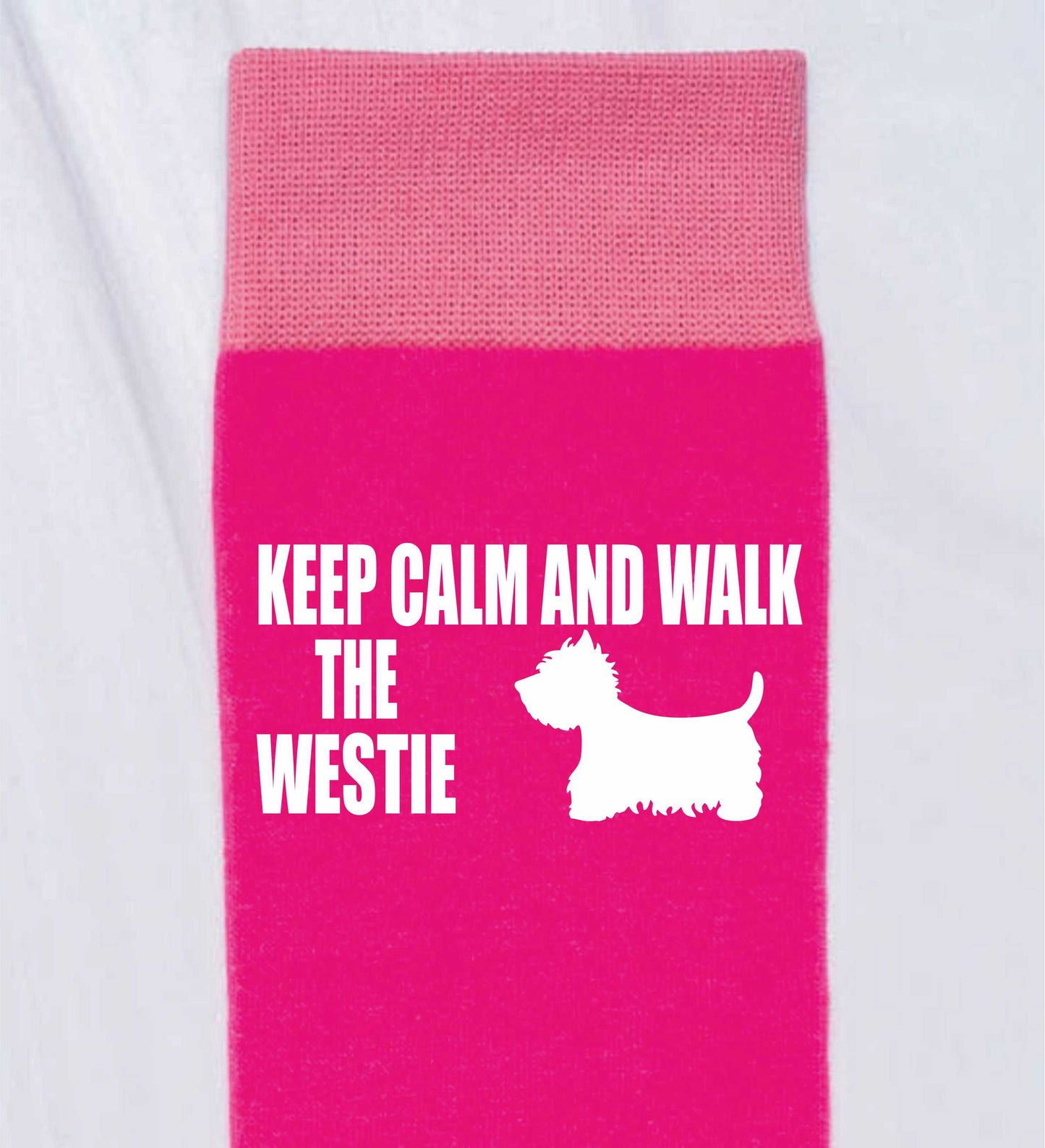 Keep Calm & Walk The Westie Ladies Novelty Socks Pink Dog Lovers Gift