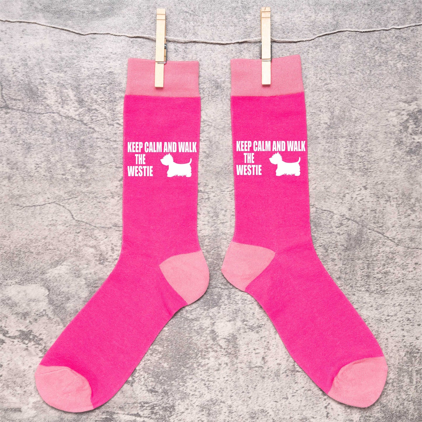 Keep Calm & Walk The Westie Ladies Novelty Socks Pink Dog Lovers Gift