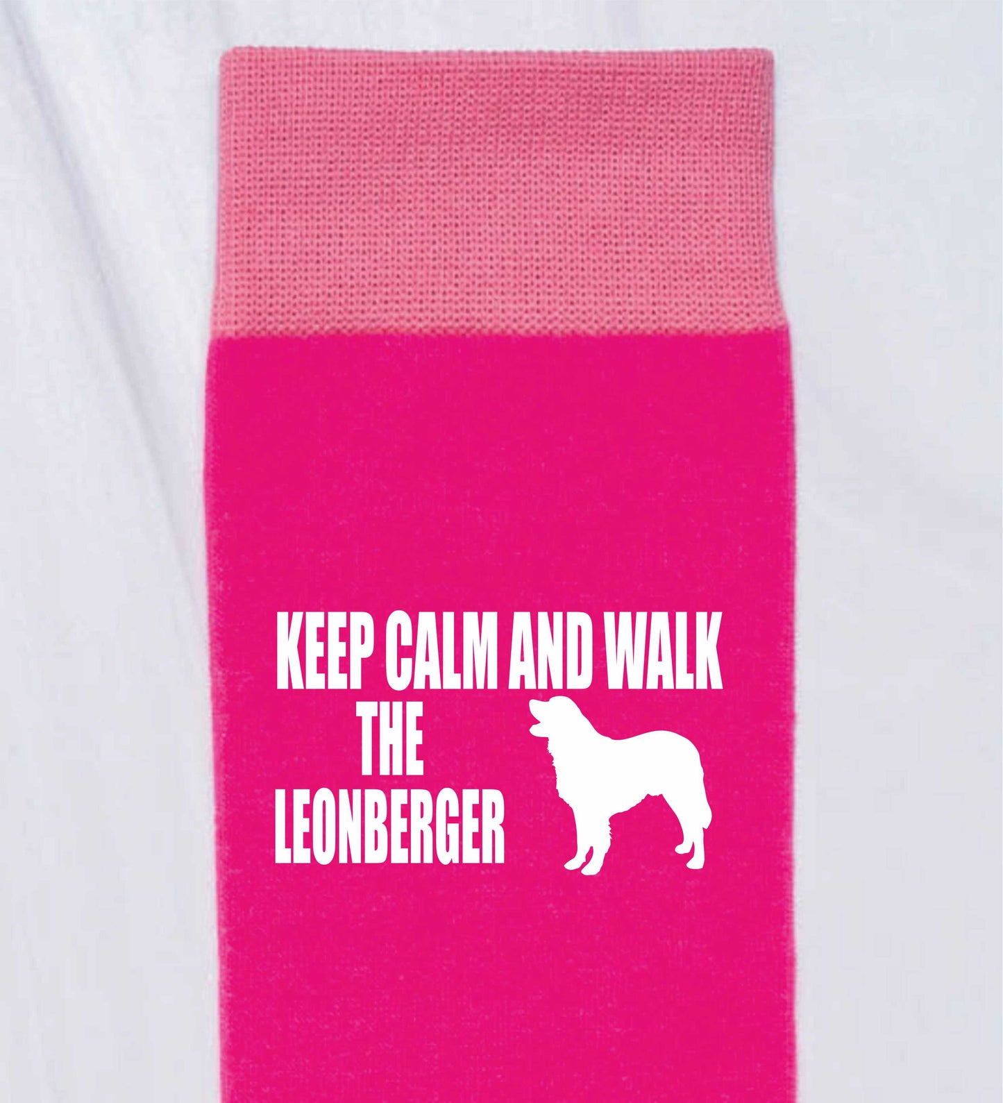 Keep Calm & Walk Leonberger Ladies Novelty Socks Pink Dog Lovers Gift