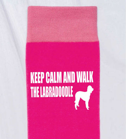 Keep Calm & Walk The Labradoodle Ladies Pink Novelty Socks Dog Lover Gift