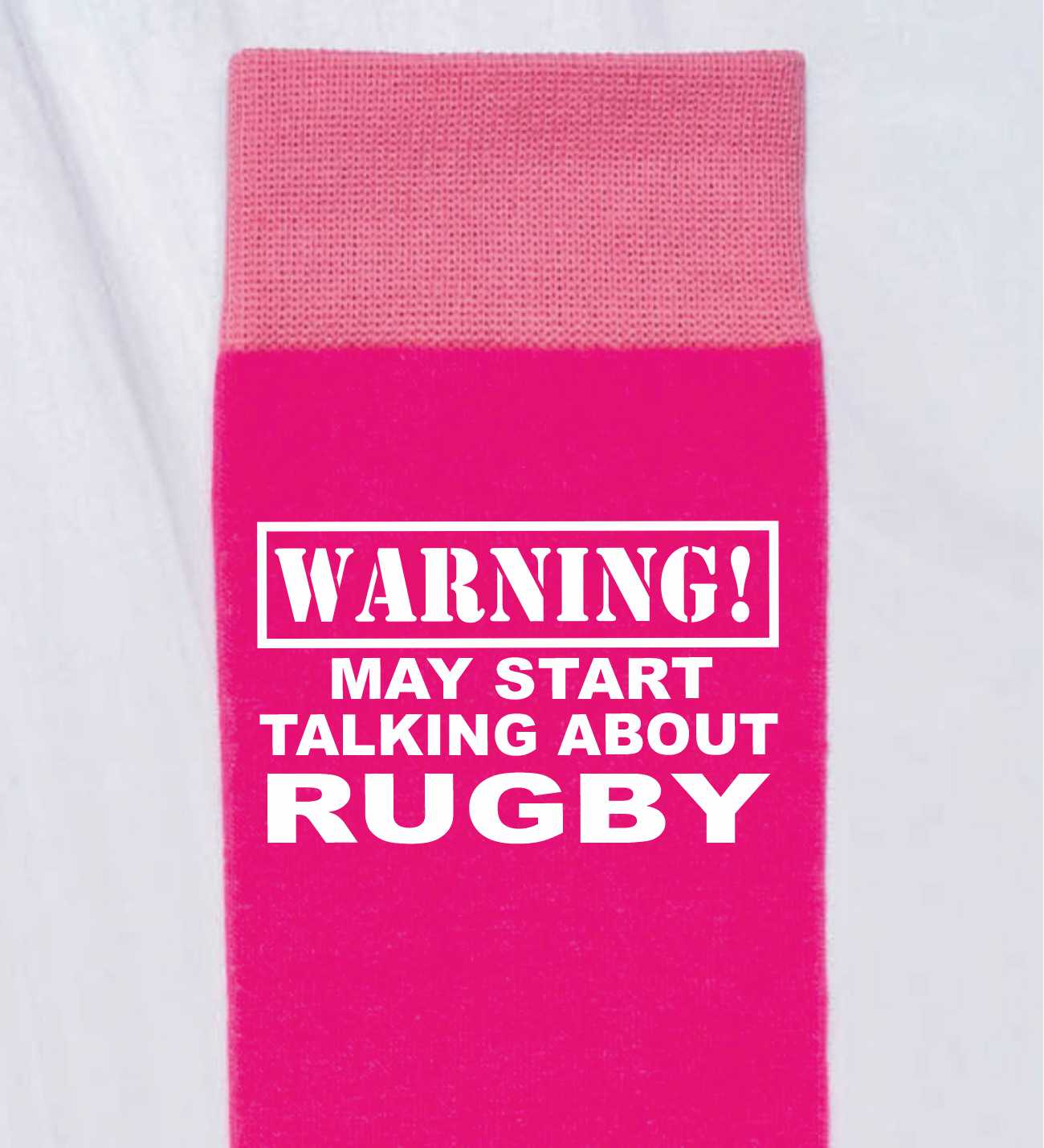 Warning May Talk About Rugby Ladies Pink Novelty Socks Birthday Gift