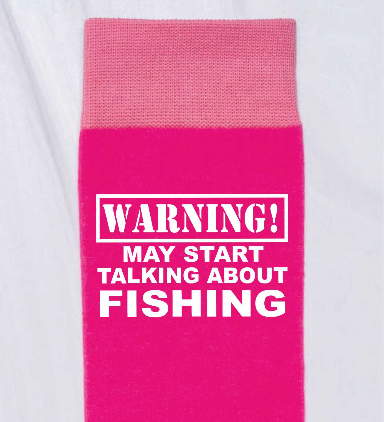 Warning May Talk About Fishing Ladies Pink Novelty Socks Birthday Gift