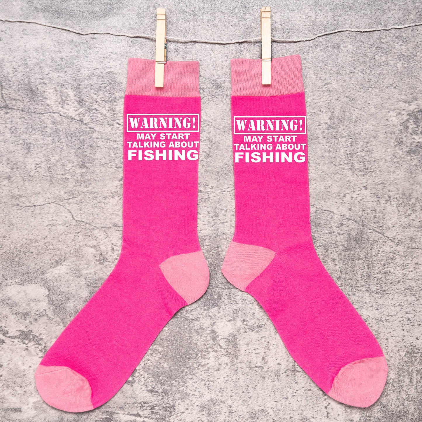 Warning May Talk About Fishing Ladies Pink Novelty Socks Birthday Gift