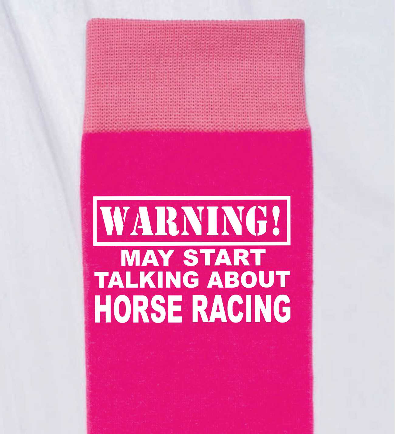 Warning May Talk About Horse Racing Ladies Pink Novelty Socks Birthday Gift