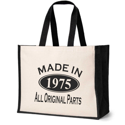 Made In 1975 Tote Bag 50th Birthday Gift Age 50 Ladies Canvas Shopper