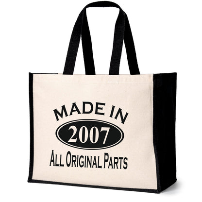 Made In 2007 Tote Bag 18th Birthday Gift Age 18 Ladies Canvas Shopper