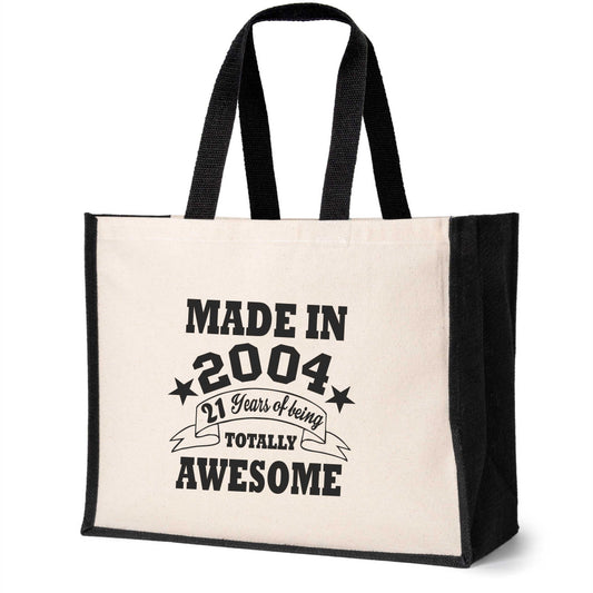 21st Birthday Made In 2004 Tote Bag Age 21 Birthday Ladies Canvas Shopper