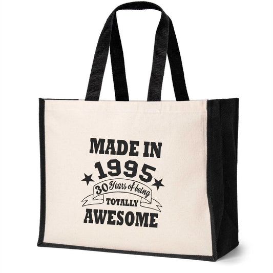 30th Birthday Made In 1995 Tote Bag Age 30 Birthday Ladies Canvas Shopper