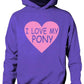 I Love My Pony Girls Boys Hoodie Hoody Gift