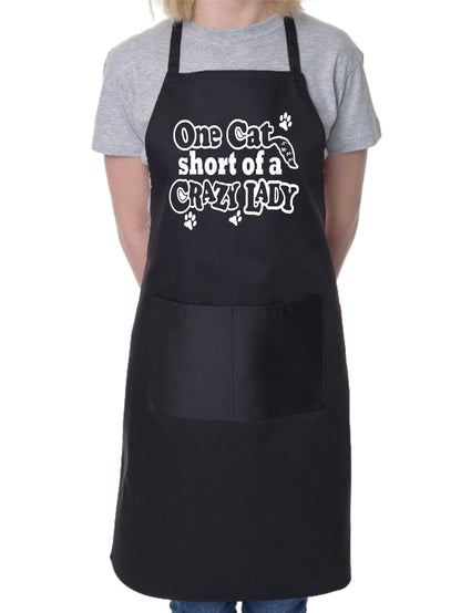 Adult One Cat Short Crazy Lady BBQ Cooking Funny Novelty Apron