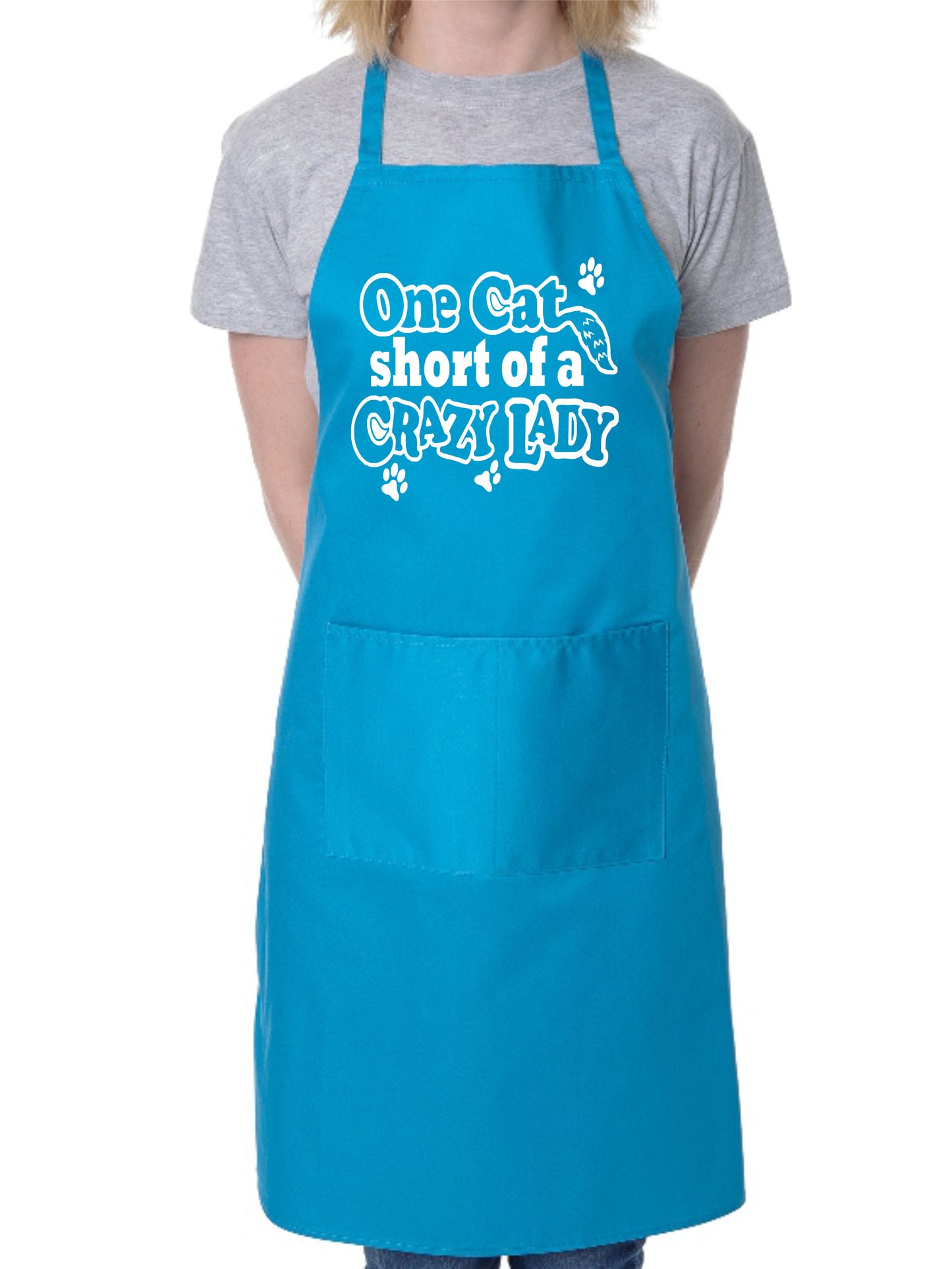 Adult One Cat Short Crazy Lady BBQ Cooking Funny Novelty Apron